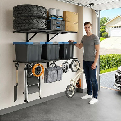 FLEXIMOUNTS 2-Pack 2x4ft Heavy Duty Garage Wall Shelving, 800lbs Capacity by FLEXIMOUNTS