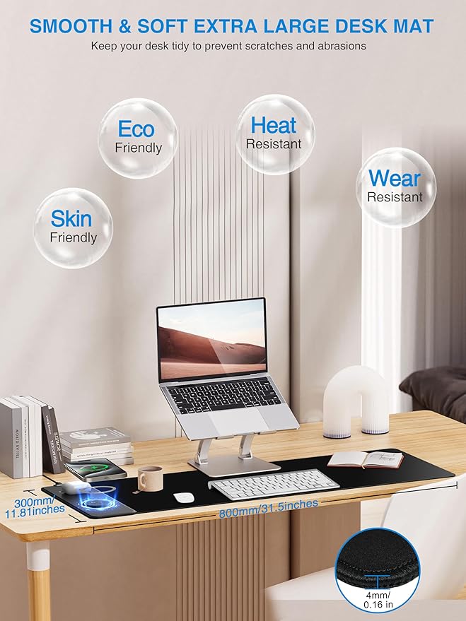 TopMade Mouse Pad with 15W Fast Wireless Charging, 31.5"x11.81" XL Large Gaming - Image 3