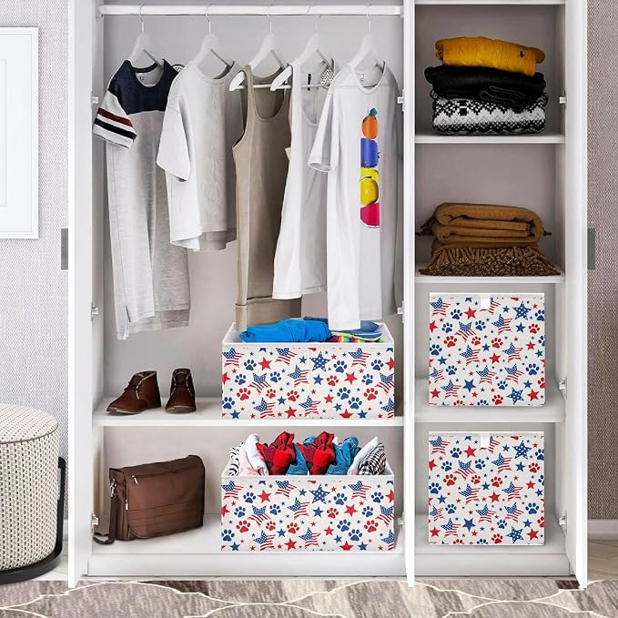 Flag Dog Paw Stars Pattern Closet Organizers Storage Cubes Storage Bins Shelf - Image 7
