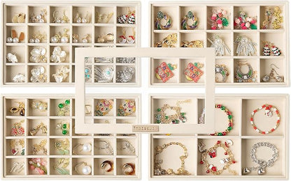 Frebeauty Stackable Jewelry Trays, Removable Glass Lid, Drawer Inserts by Frebeauty