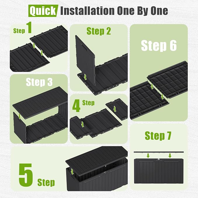 Flamaker Resin Deck Box 100 Gallon Large Outdoor Storage Box Waterproof | - Image 3
