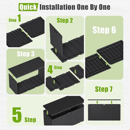 Flamaker Resin Deck Box 100 Gallon Large Outdoor Storage Box Waterproof | - Image 3