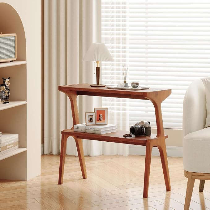 Solid Wood End Table, 2-Tier Side Table - Image 3