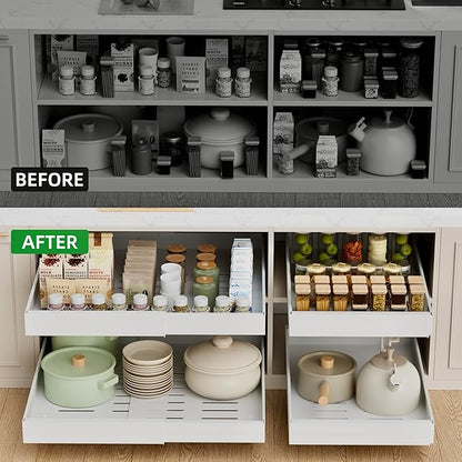 PAKETA 4 Pack Expandable Pull Out Cabinet Organizer, Sliding Drawers - Image 3