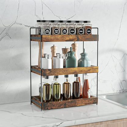 Bathroom Counter Organizer, 3-Tier Wood Spice Rack Organizer - Image 4