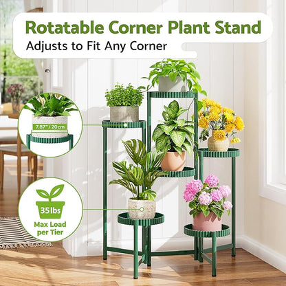 6 Tier Large Plant Stand Indoor, 7.9 Inch Wide Tall Corner Metal Plant Stands - Image 2