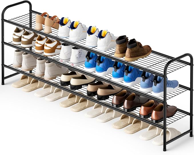 KEETDY 3-Tier Long Shoe Rack for Closet Metal Shoe Organizer for Entryway by KEETDY