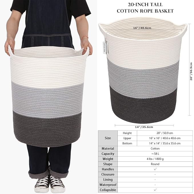 Sea Team Large Size Cotton Rope Woven Storage Basket - Image 6