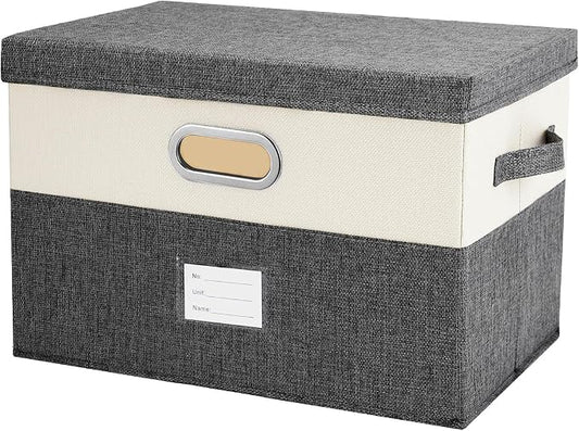 Large Linen Fabric Foldable Storage Bins by Unknown