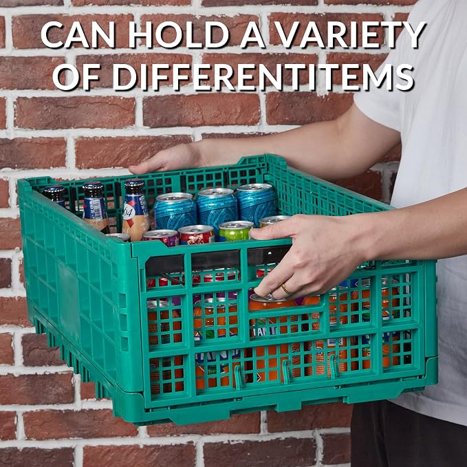 Collapsible Storage Crates, 52 Liter Heavy Duty Foldable Plastic Crates - Image 3
