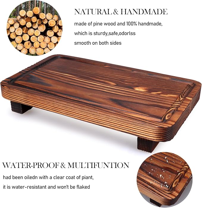 Farmhouse Bathroom Counter Organizer Wood Risers Display Pedestal Stand Small - Image 4