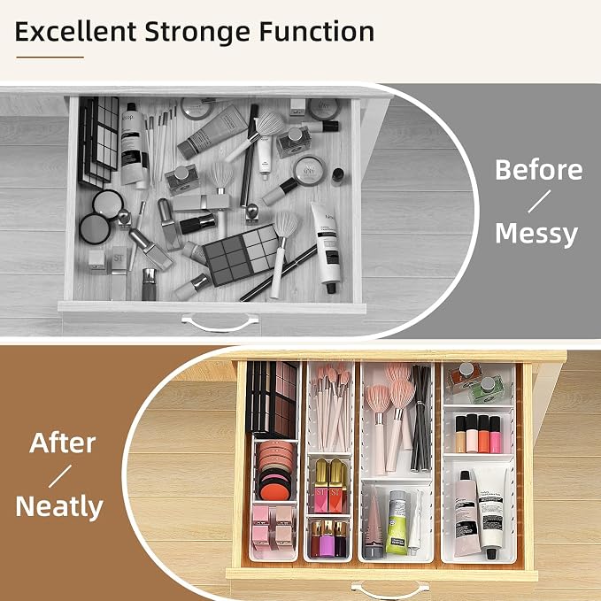Desk Drawer Organizer Tray 4 PCS Plastic Office Drawer Organizer Bins Junk - Image 4