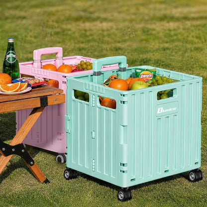 Folding Utility Cart with Lid, Portable Rolling Crate Handcart Collapsible - Image 7