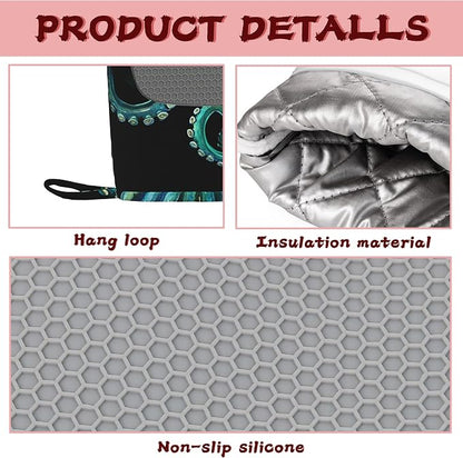 Octopus Silicone Oven Mitts and Pot Holders, Heat-Resistant 4 Piece Kitchen Set - Image 3