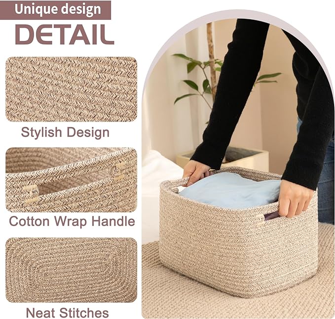 OIAHOMY 4 Pack Storage Baskets for Organizing, Cube Storage Bins for Shelves - Image 3