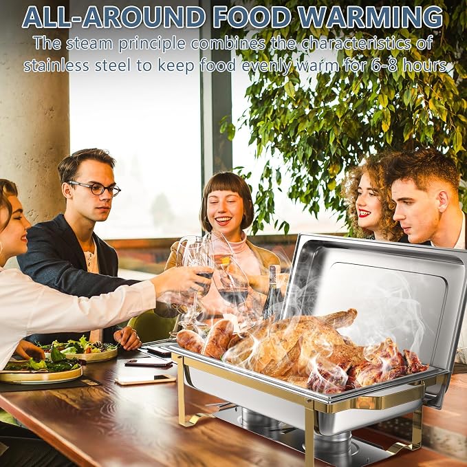 SIOTMERA 9QT Chafing Dishes for Buffet 1 Pack, Thickened Stable Stainless Steel - Image 2