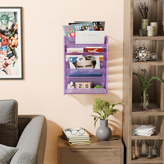 Simple Trending Wall File Organizer, Mesh 7-Tier Vertical Hanging File Holder - Image 4