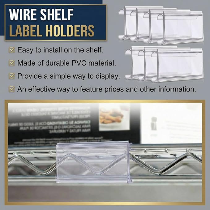 Kathfly 100 Pcs Plastic Wire Shelf Label Holder Tags - Image 4