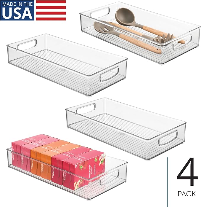 iDesign Stackable Clear Plastic Extra Long Pantry Organizers, - Image 2