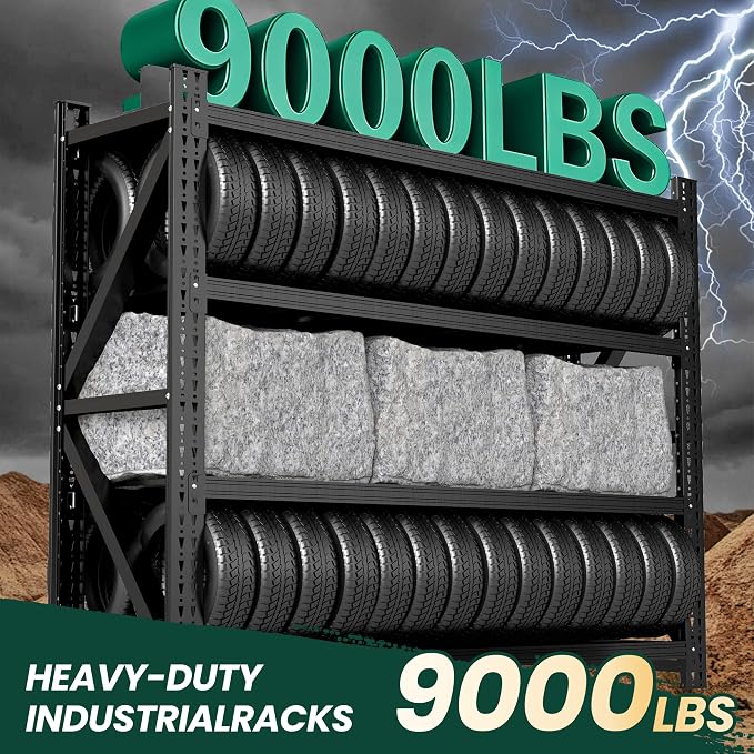 Heavy Duty Garage Storage Shelves 9000LBS Capacity, 4-Tier Adjustable - Image 3
