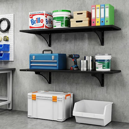 FAHKNS 2 Pack Garage Wall Shelving, Wall Mounted Garage Shelving Racks Floating - Image 8