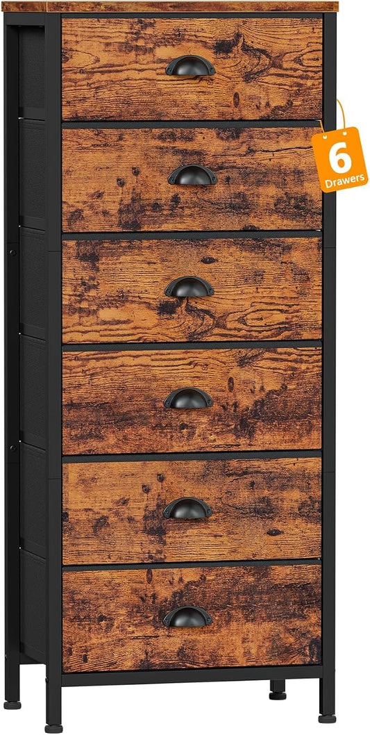 Furnulem Tall Dresser with 6 Drawers, Vertical End Table and Nightstand by Furnulem