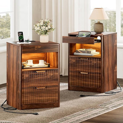 REAHOME Fluted Nightstand Set of 2 by REAHOME