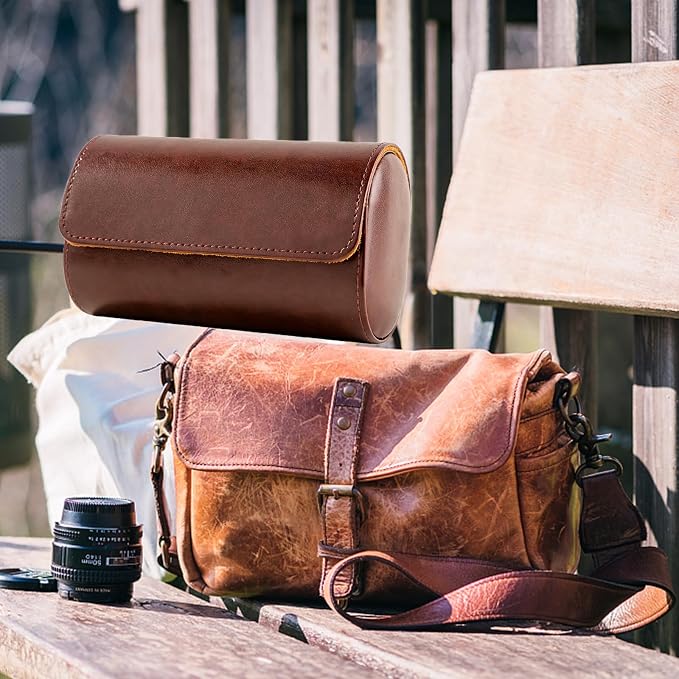 MR.OKAY 2 Watch Travel Case- Classic Leather Watch Case - Image 6