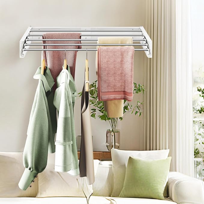 Wall Mounted Clothes Drying Rack 32 inches, Foldbale Laundry Drying Rack Wall - Image 8