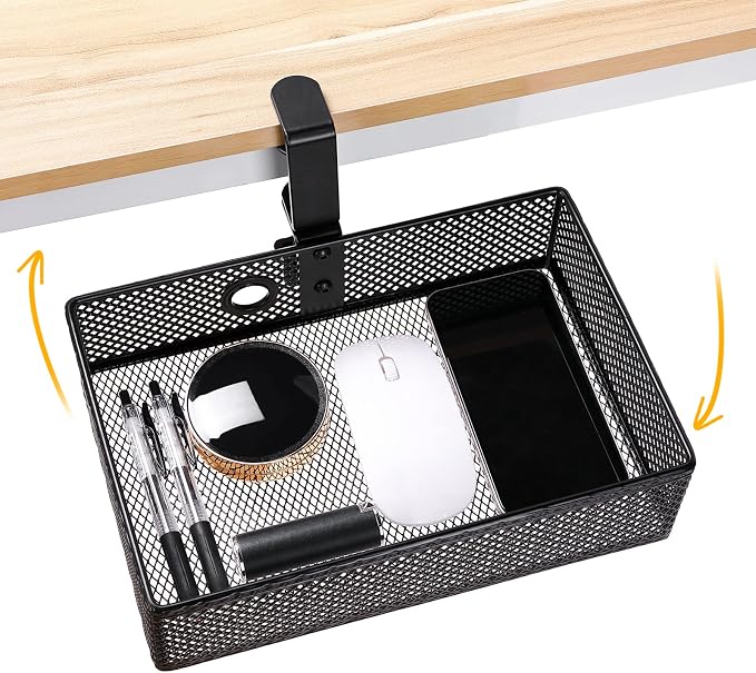 Mesh Desk Organizer and Clamp-on Swivel Pencil Drawer, Desk Hidden Extra Sturdy by OfficeProducts