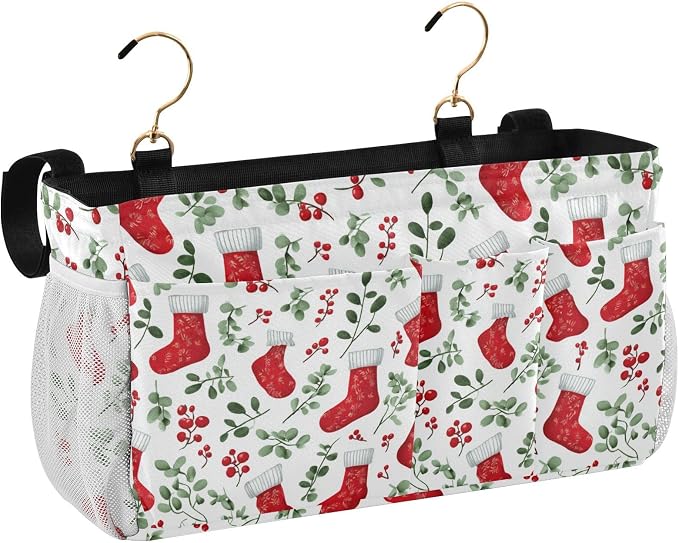Red Stockings Holly Christmas Bedside Caddy - Image 2