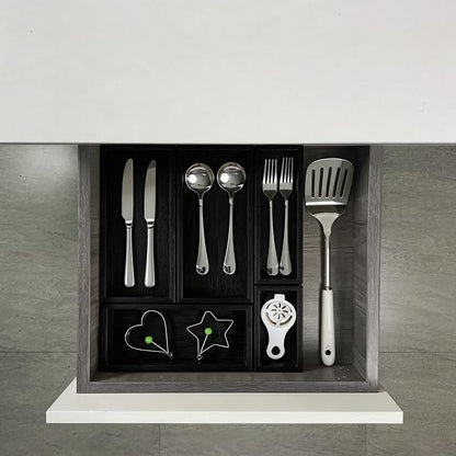 bamboo drawer organizer Set, expandable drawer dividers, wooden storage - Image 5
