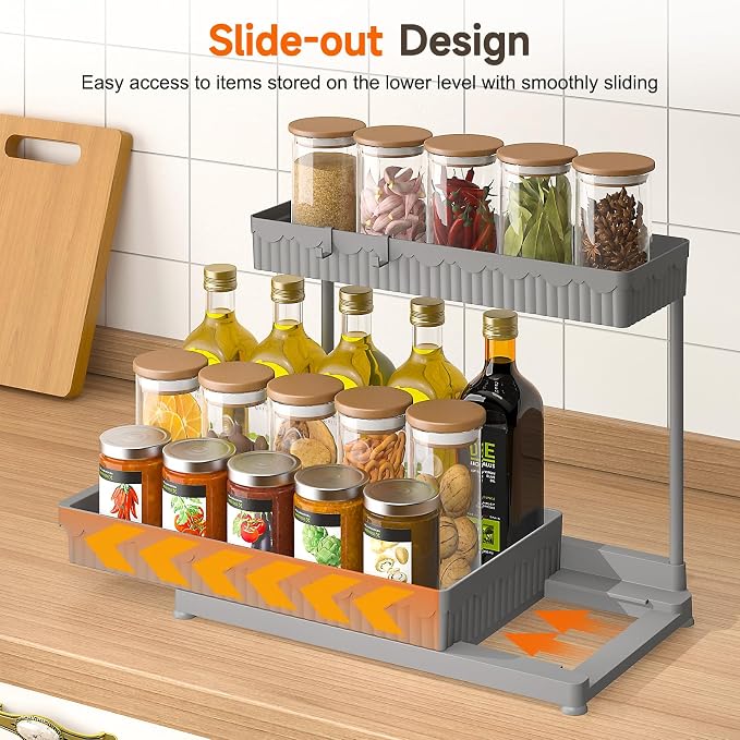 Sevenblue 3 Pack Multi-Purpose Pull-Out Storage Organizers, 2-Tier L-Shaped - Image 3