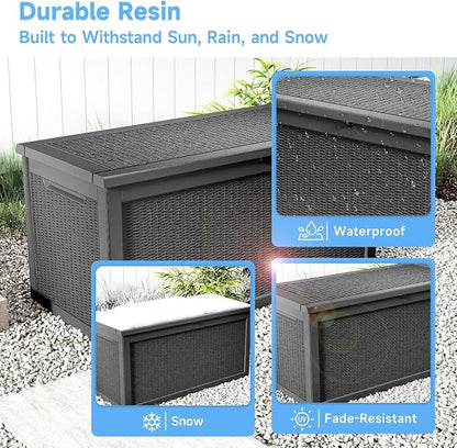 EasyUp 320 Gallon Outdoor Storage Box Waterproof, UV Resistant Resin Deck Box - Image 5