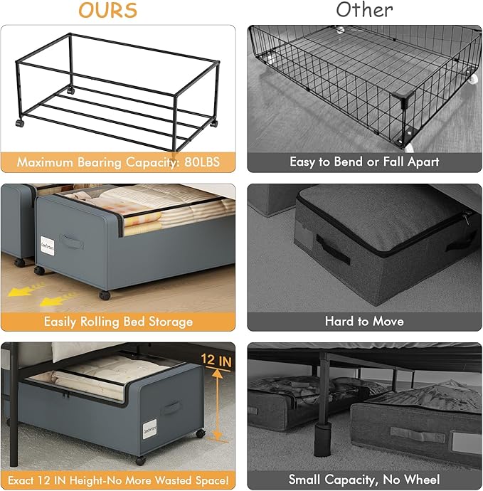 Webetop 12 inch Under the Bed Storage Bins - Image 5