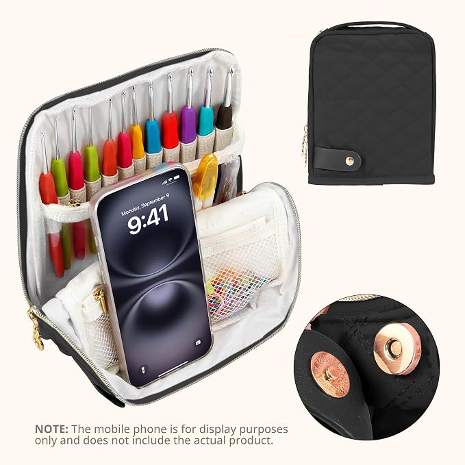BAGCRAZY Stand-Up Crochet Hook Case Organizer, Travel Craft Holder - Image 5