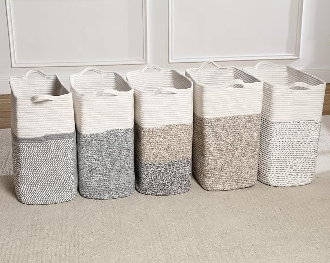 Tall Laundry Basket With Handles, Woven Cotton Rope Big Laundry Hamper Sorters - Image 8