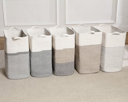 Tall Laundry Basket With Handles, Woven Cotton Rope Big Laundry Hamper Sorters - Image 8