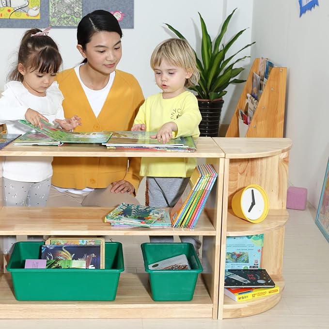 Corner Storage Bookcase Montessori Shelf-Toy, Crafts&Supplies Storage Organizer - Image 2
