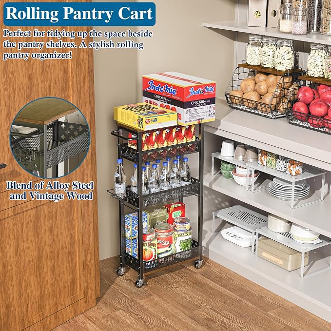 Rolling Slim Storage Cart, 4-Tier Narrow Bathroom Organizers and Storage Cart - Image 7