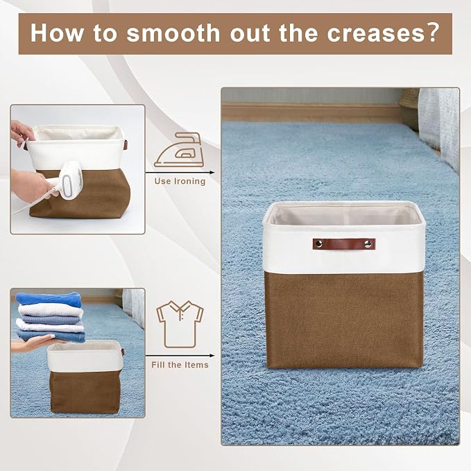 13x13 Cube Storage Bins, Collapsible Fabric Storage Box, 4 Pack Closet Baskets - Image 4