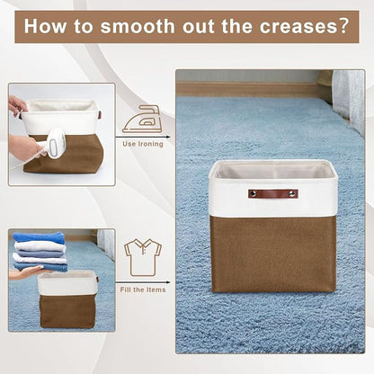13x13 Cube Storage Bins, Collapsible Fabric Storage Box, 4 Pack Closet Baskets - Image 4