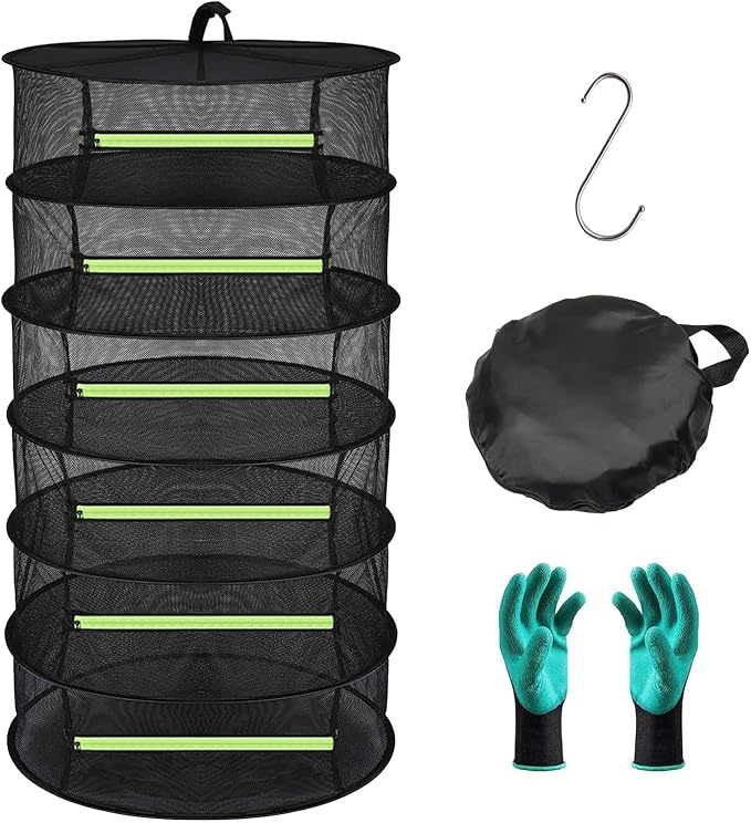 Herb Drying Rack Hanging 6 Layer, 2ft Collapsible Herb Dryer Mesh by SeropyDirect