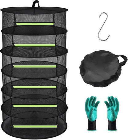 Herb Drying Rack Hanging 6 Layer, 2ft Collapsible Herb Dryer Mesh by SeropyDirect