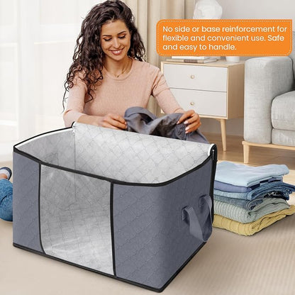Fab totes 24 Gallons Clothes Storage, Foldable Thick Fabric Blanket Storage Bags - Image 3