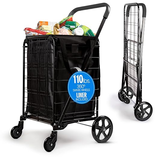 SereneLife Large Folding Utility Shopping Cart by SereneLife