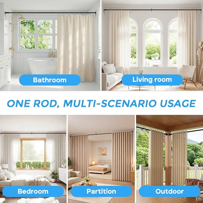 AIZESI 41-67 Inch Heavy Duty Tension Curtain Rod - Image 3