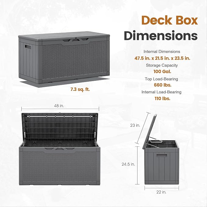 Greesum 100 Gallon Resin Patio Storage Box - Image 6