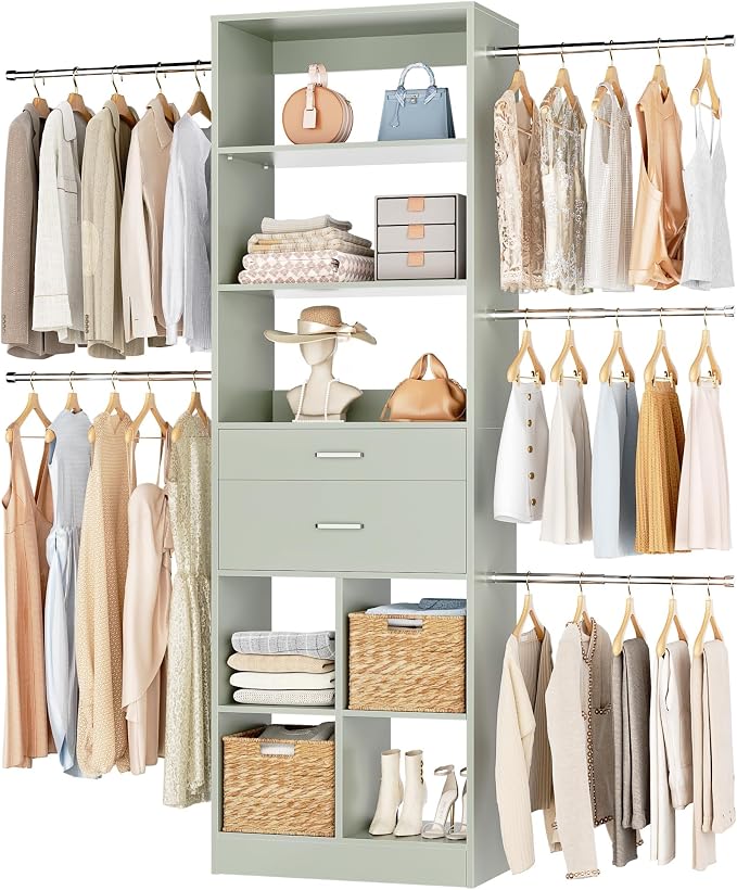 Small Closet System, 3.2-6.8FT Small Closet Organizer by Besiost