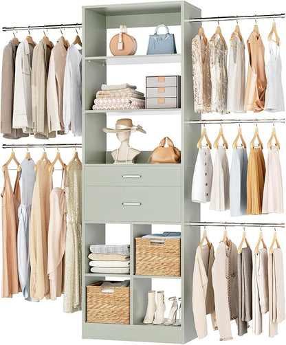 Small Closet System, 3.2-6.8FT Small Closet Organizer by Besiost